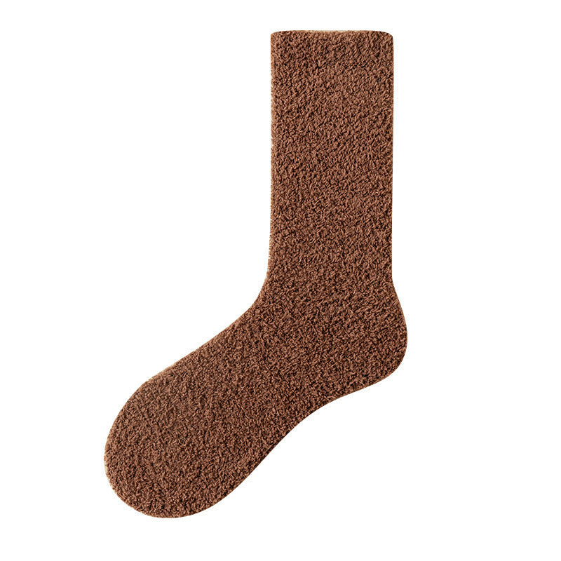 Coral Velvet Solid Color Schoolgirl Socks