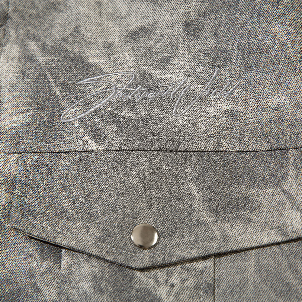 Fashion Tie-dye Loose Leather Coat Men