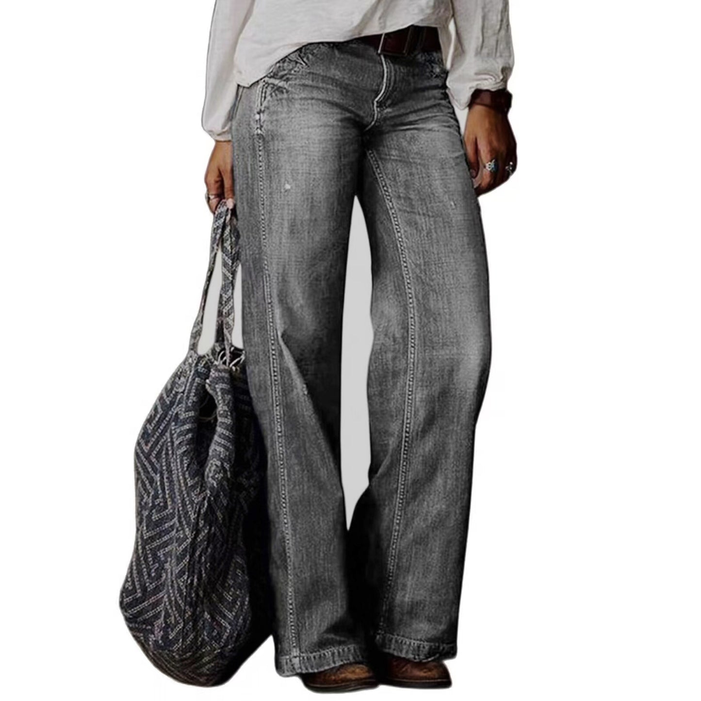 Plus Size Women's Artistic Floral Pattern Pants
