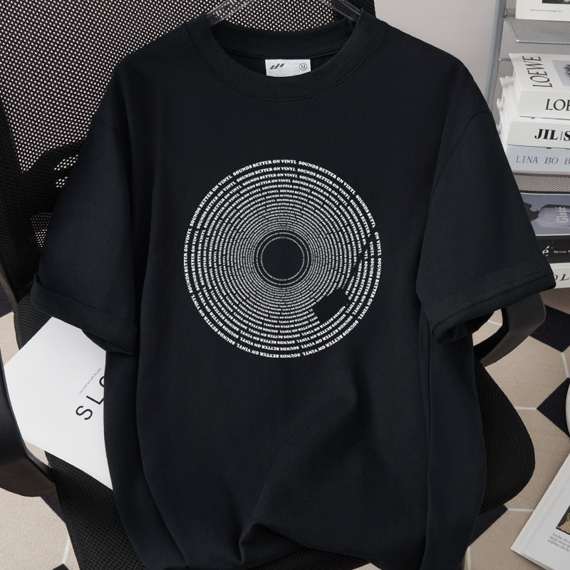 Music And Headphones Creative Print T-Shirt Loose Fit