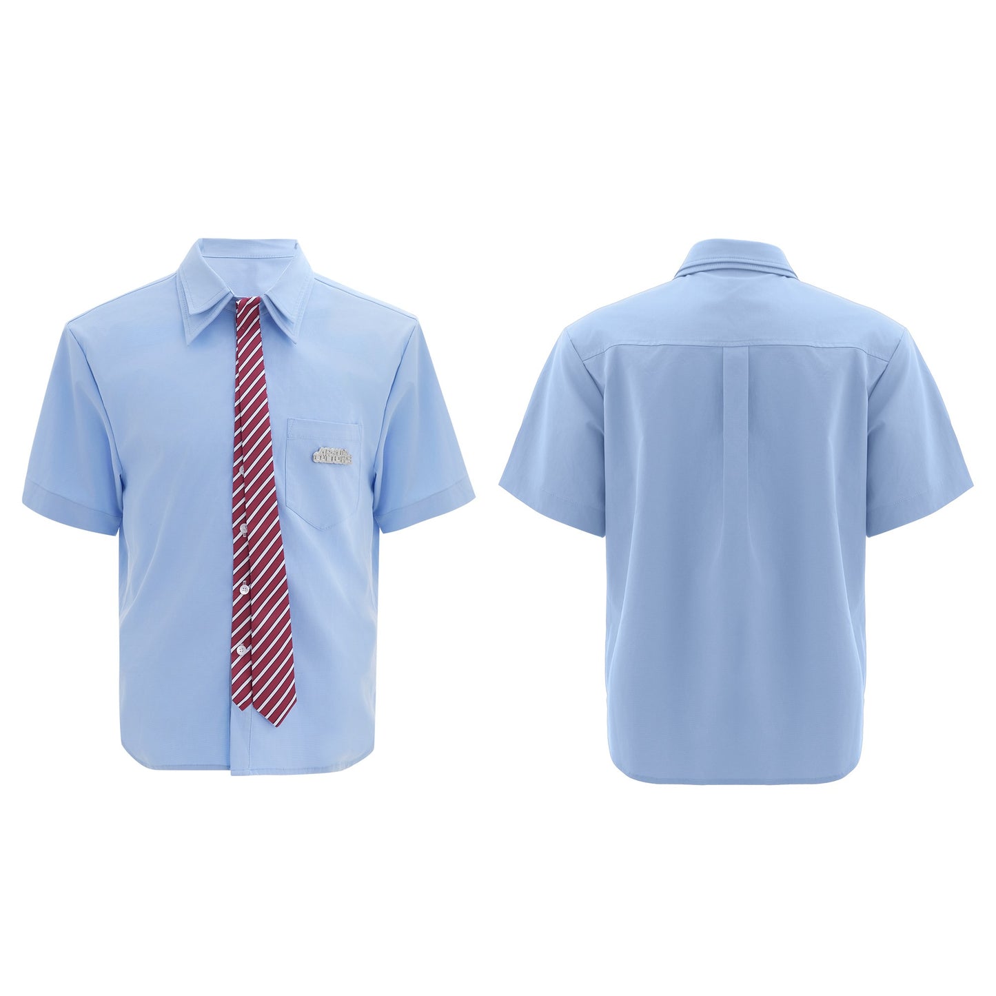 Retro Tie-inspired Design Short Sleeves