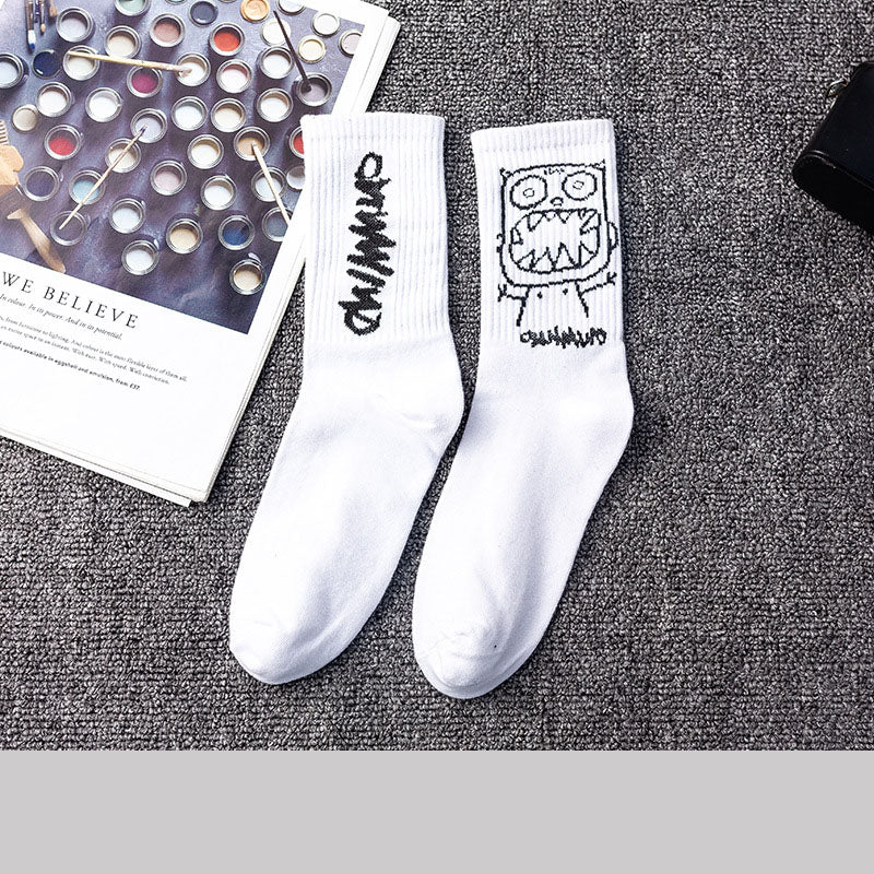 Spring And Autumn Sports Graffiti Men's Basketball Socks