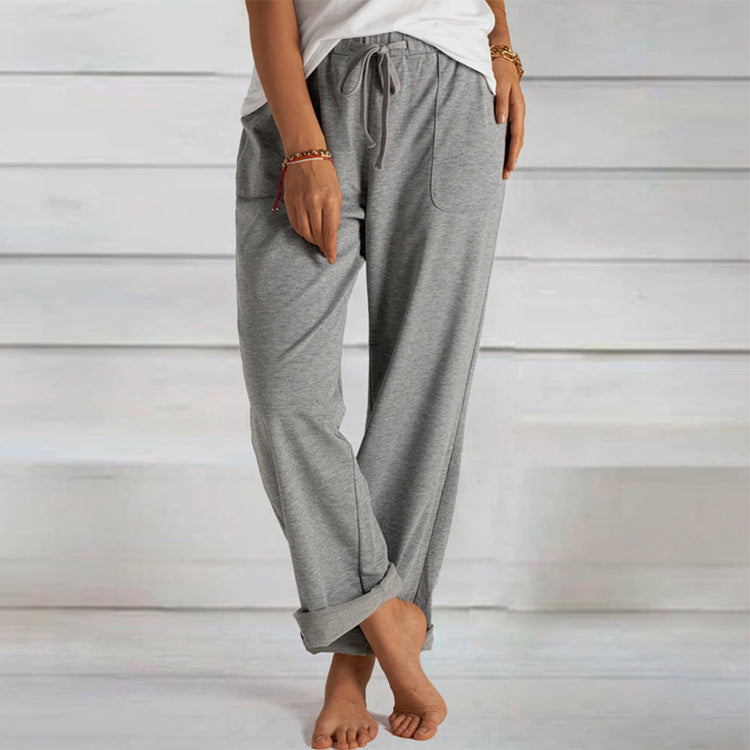 Casual Solid Color Wide Leg Knitted Trousers