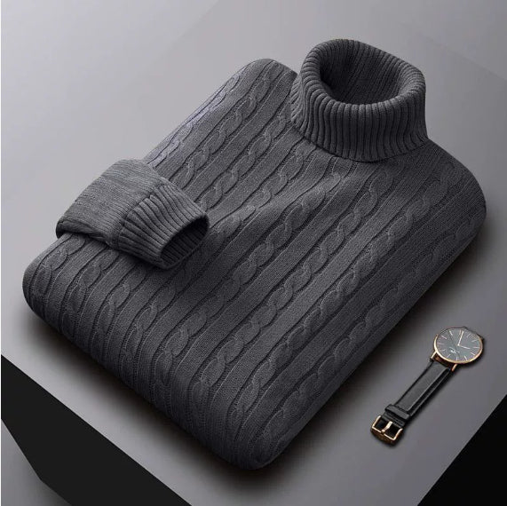 Men's Turtleneck Sweater Thick Cotton Sweater Fleece Lined Padded Warm Keeping Underwear