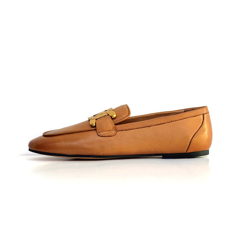 British Style Flat One-step Leather Shoes