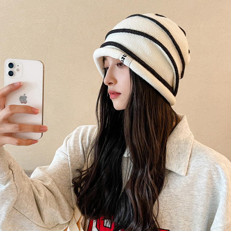 Water Ripple Knitted Woolen Yarn Bag Cap