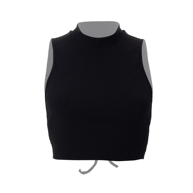 Sleeveless Lace-up Open Navel Open Back European And American Women's Top