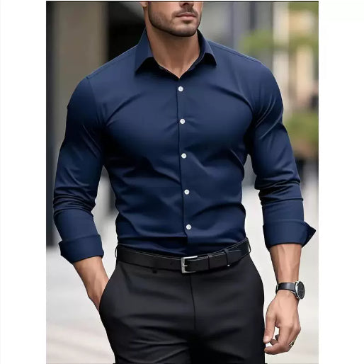 Men's Pigment Business Casual Long Sleeve Shirt