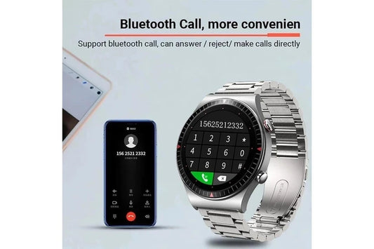 2024 New 4G ROM Bluetooth Call Smart Watch Men Local Music Heart Rate Fitness Tracker Smartwatch for Huawei GT2 Pro Xiaomi Phone - Mesh Belt Silver