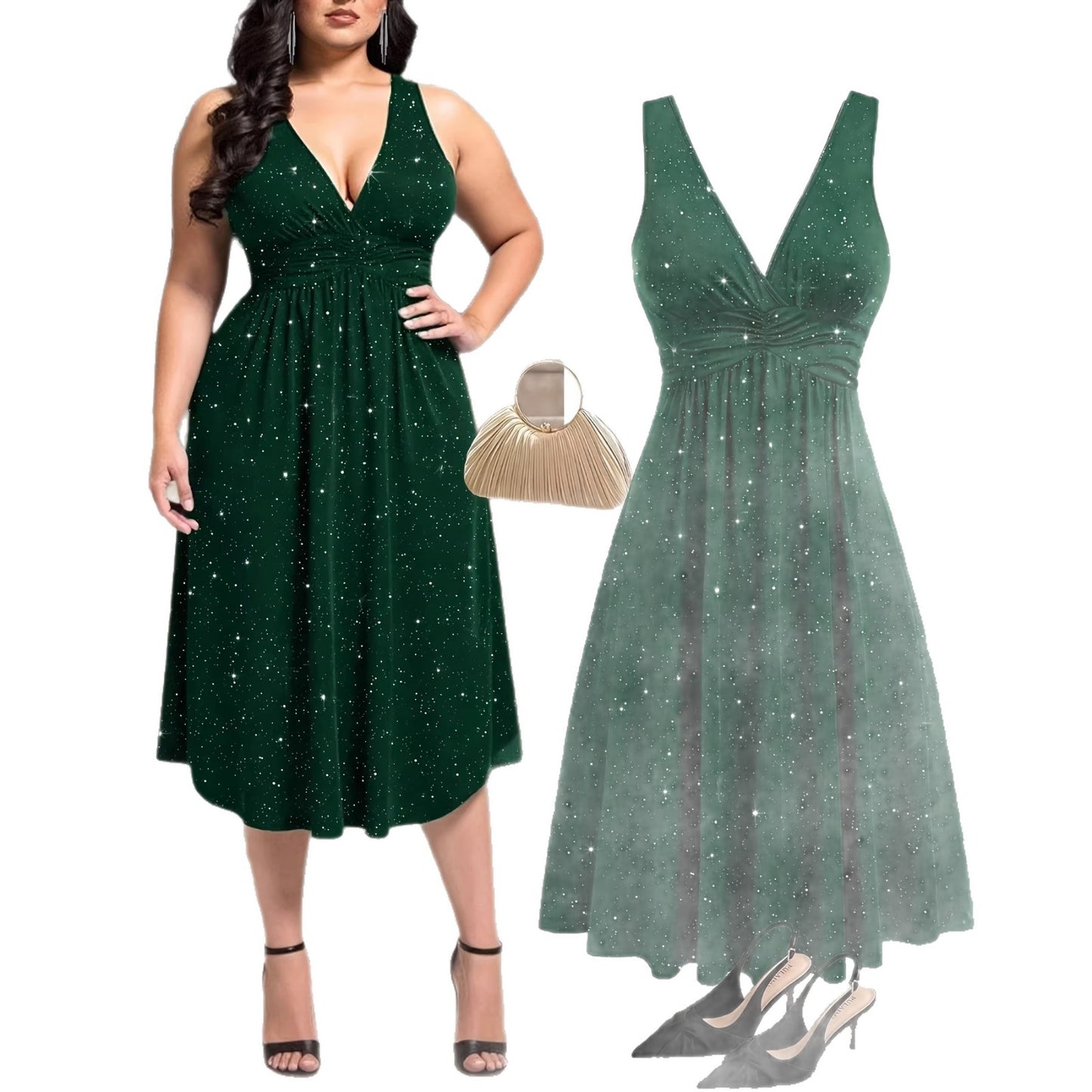 Women's Elegant Highlight V-Neck Dress