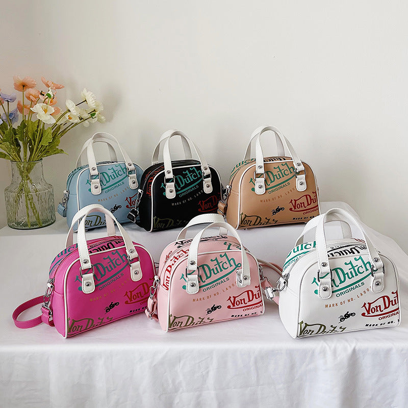 Fashion Letter Leather Messenger Bag Girl