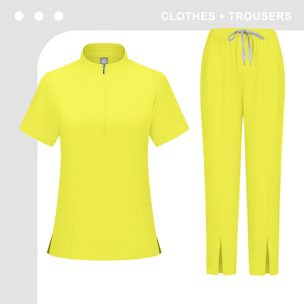 Solid-color Scrub Suit For Women