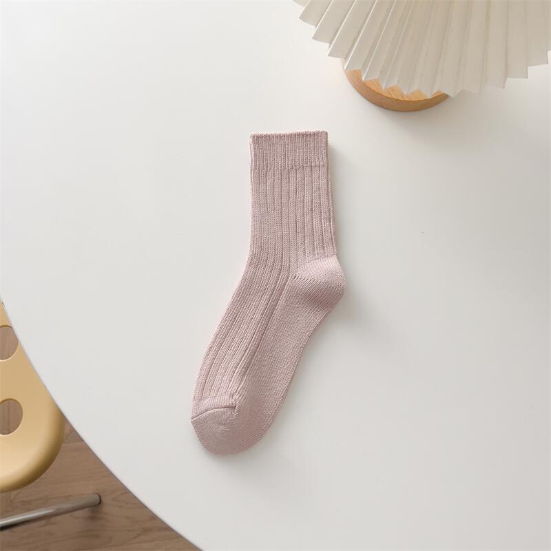 Trendy Solid Color Pile Style Cute Mid-calf Length Socks