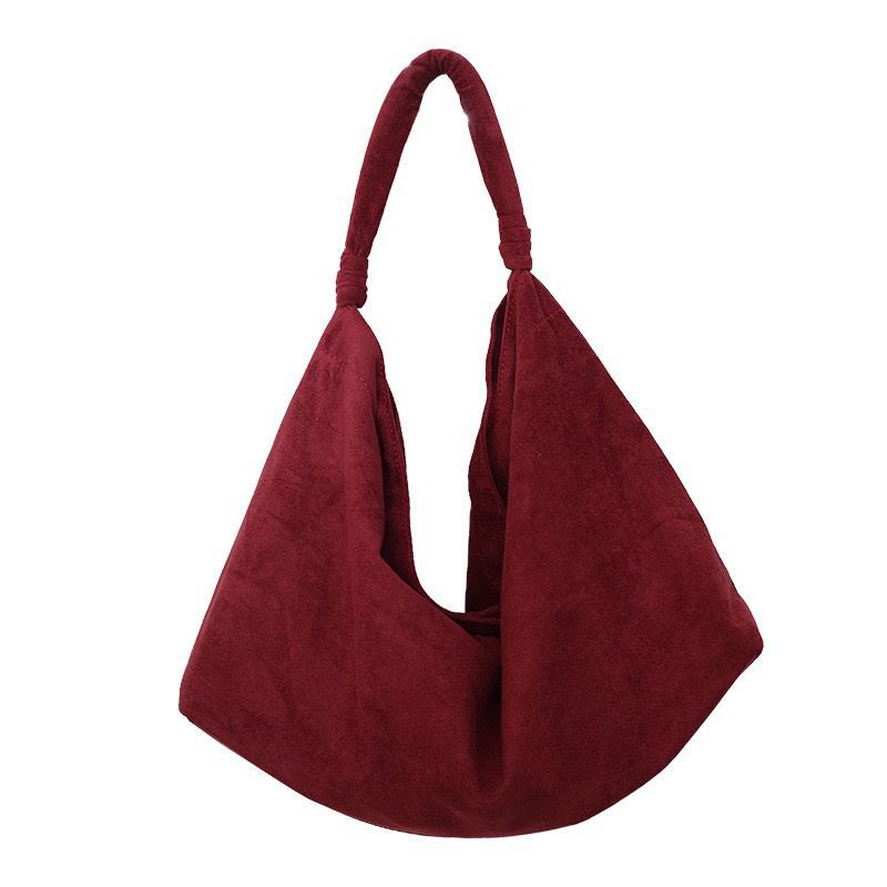 Large-Capacity Commuter Suede Solid-Color Casual Womens Bag