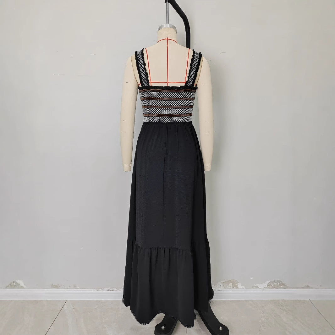 Womens Resort-Style Spliced Maxi Dress With A Vest Design