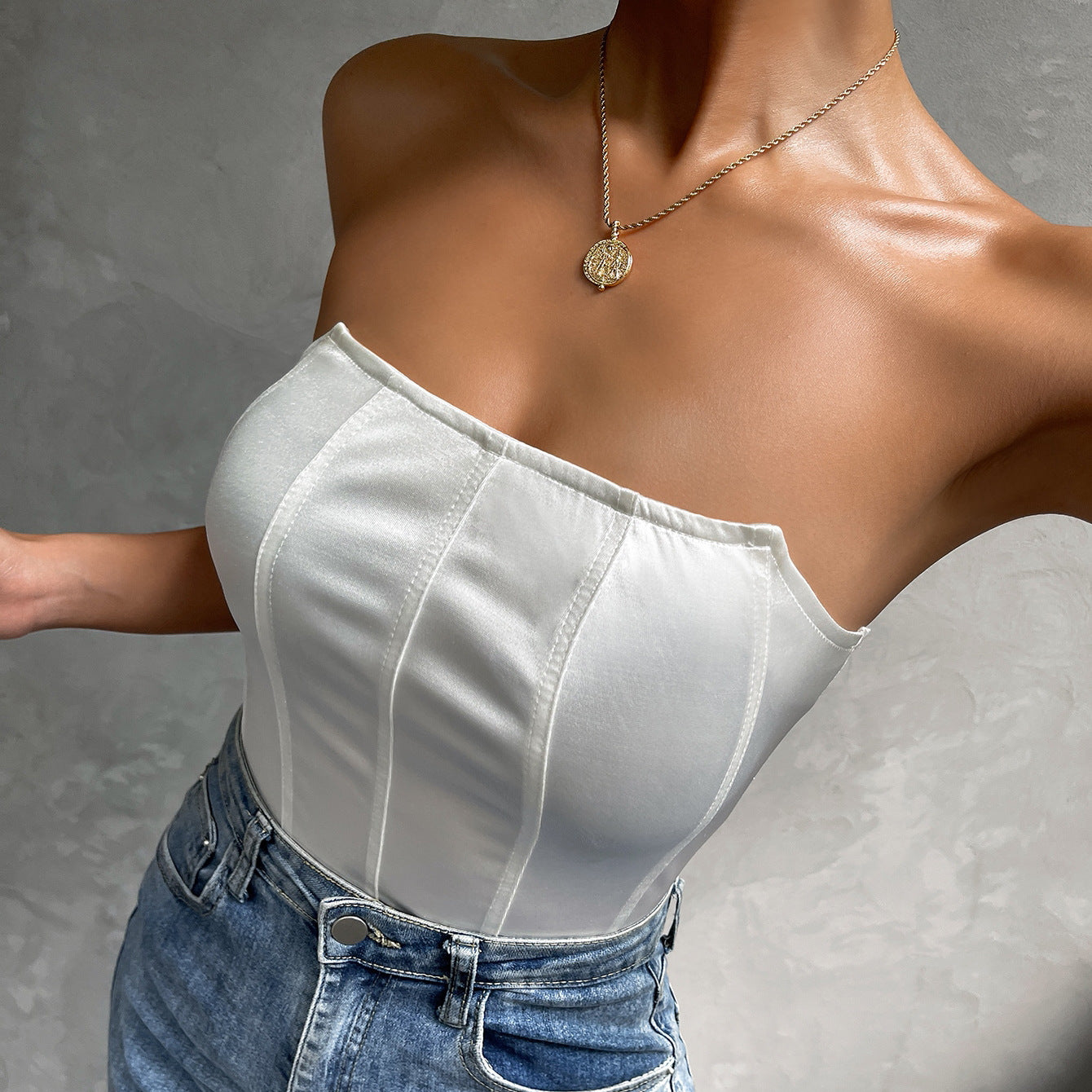 Dame stram underdelsskjorte Slim Fit heldragt