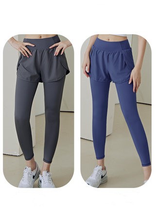 Yoga Pants Women's High Waist Buttock Lifting Fake Two-piece Sports Suit Quick Dry