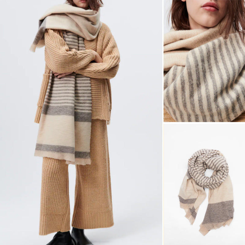 Women's Jewelry Stripe Mosaic Texture Scarf Fashionable And Warm