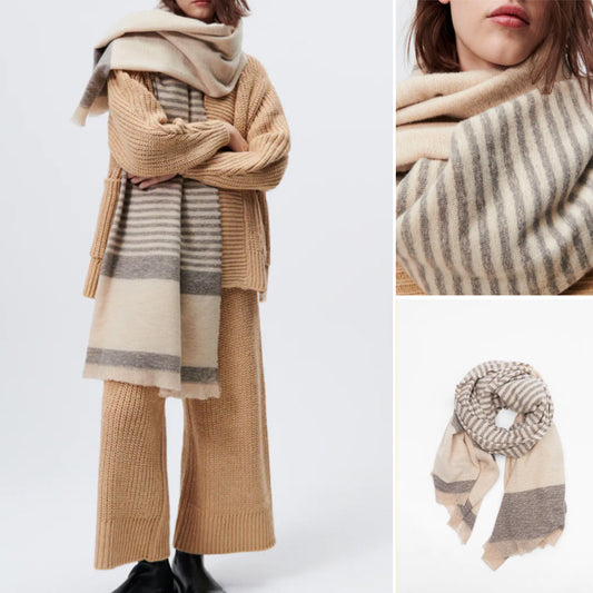 Women's Jewelry Stripe Mosaic Texture Scarf Fashionable And Warm
