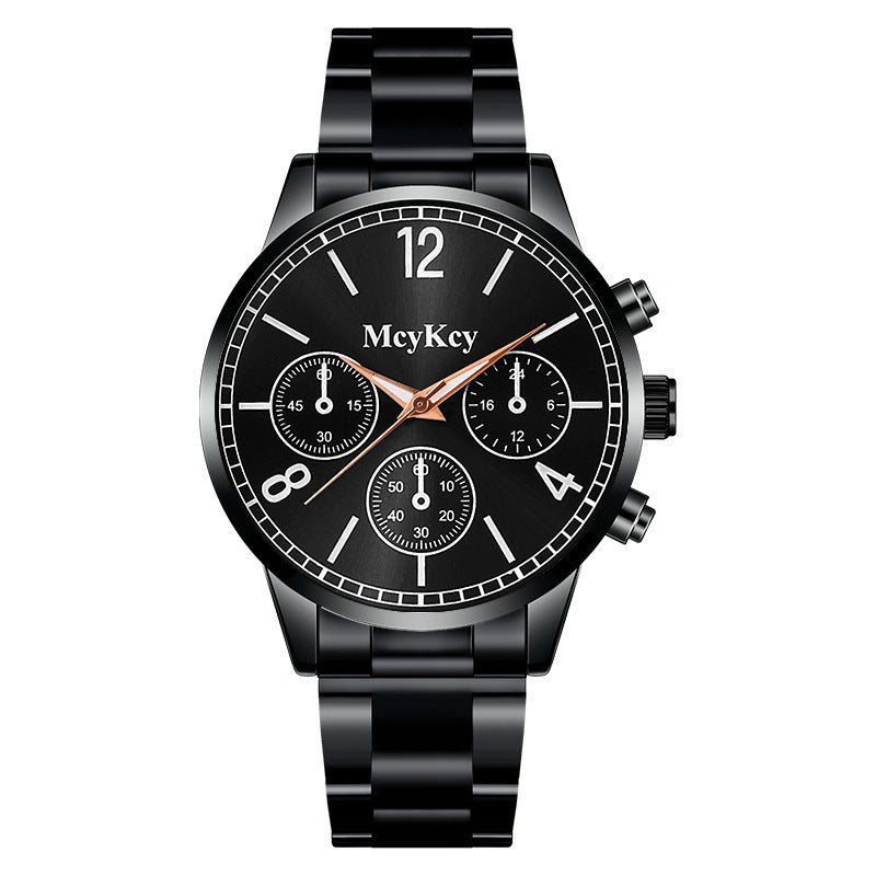 Fake Three-eye Men's Steel Belt Business Casual Quartz Watch