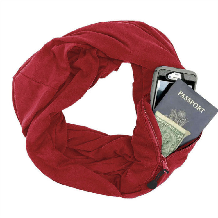 Double Layer Solid Color Pocket Scarf