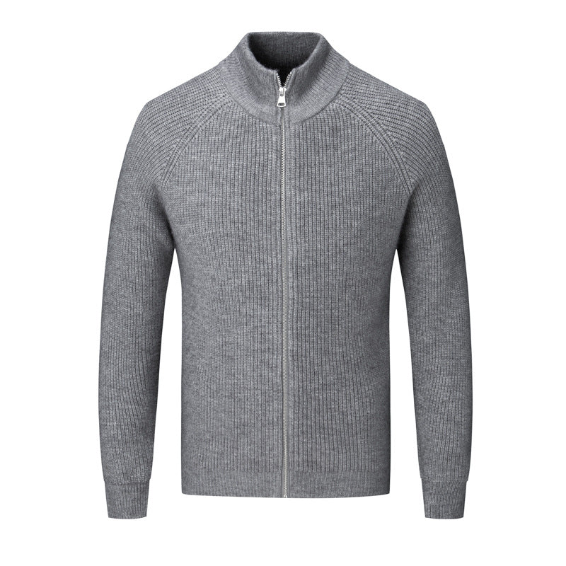 Men's Korean-style Stand-collar Sweater Casual Handsome Slim Knit Cardigan Jacket