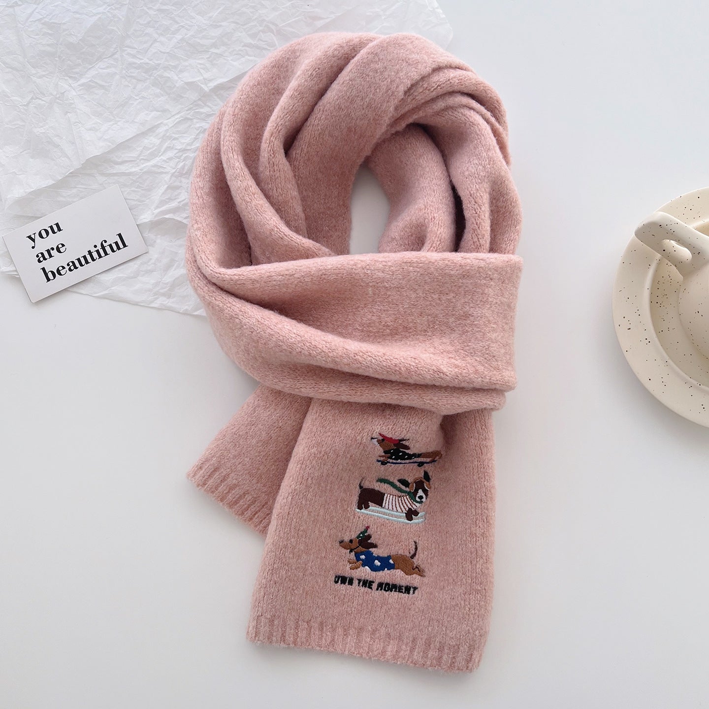 Sausage Dog Embroidered Scarf For Men And Women
