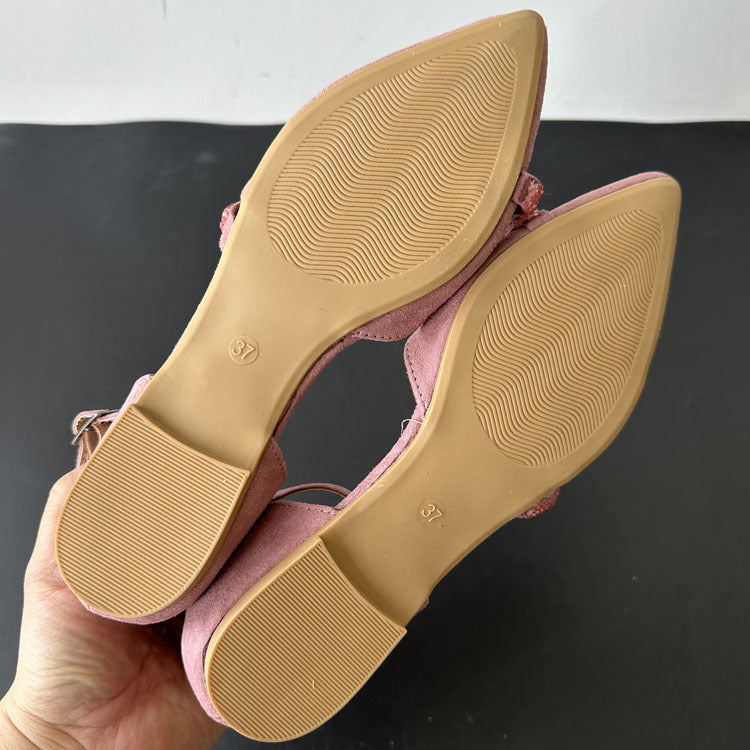 Pointed Toe Buckle Flat Hollowed Women's Shoes