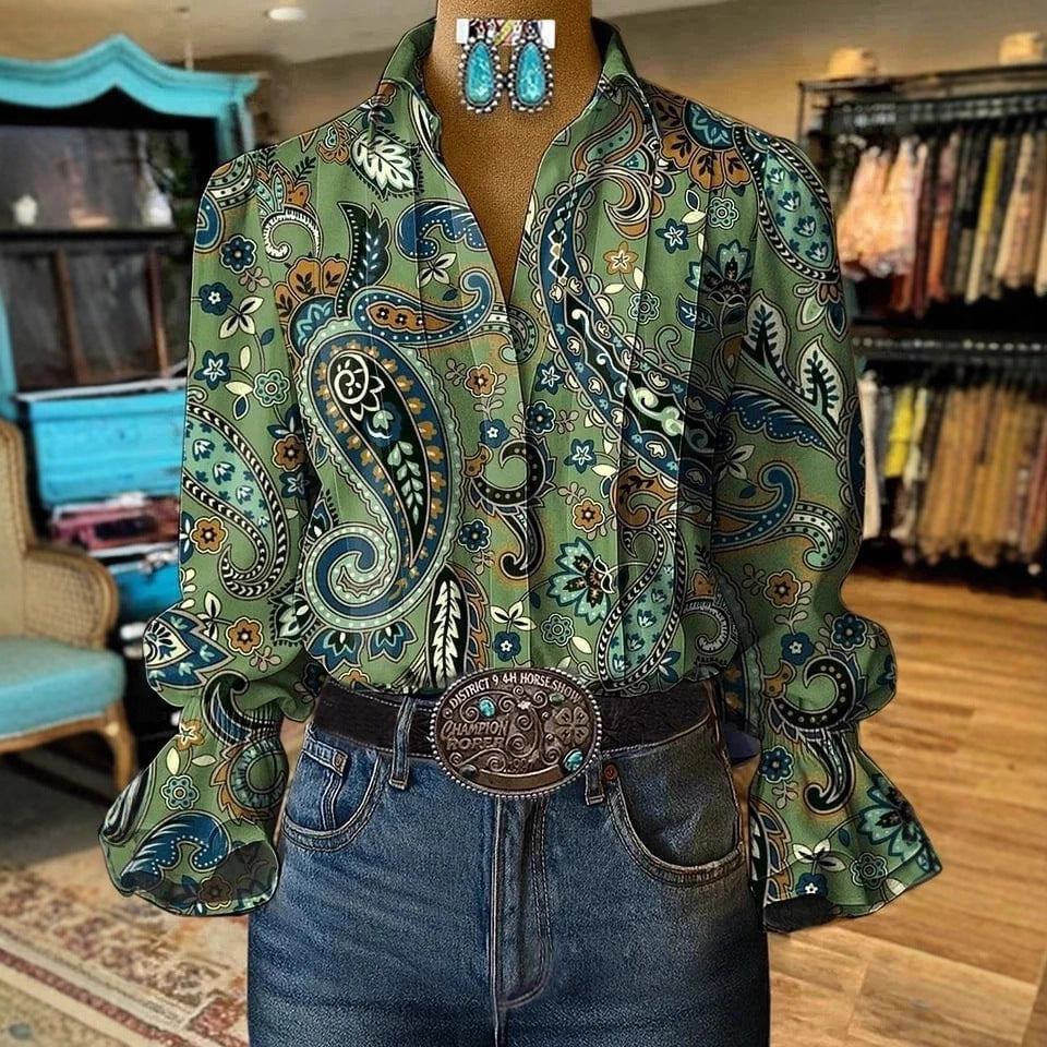 Women's 3D Digital Print Fashionable Casual Shirt