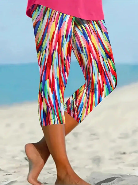 Printed Seaside Series Cropped Leggings  3d
