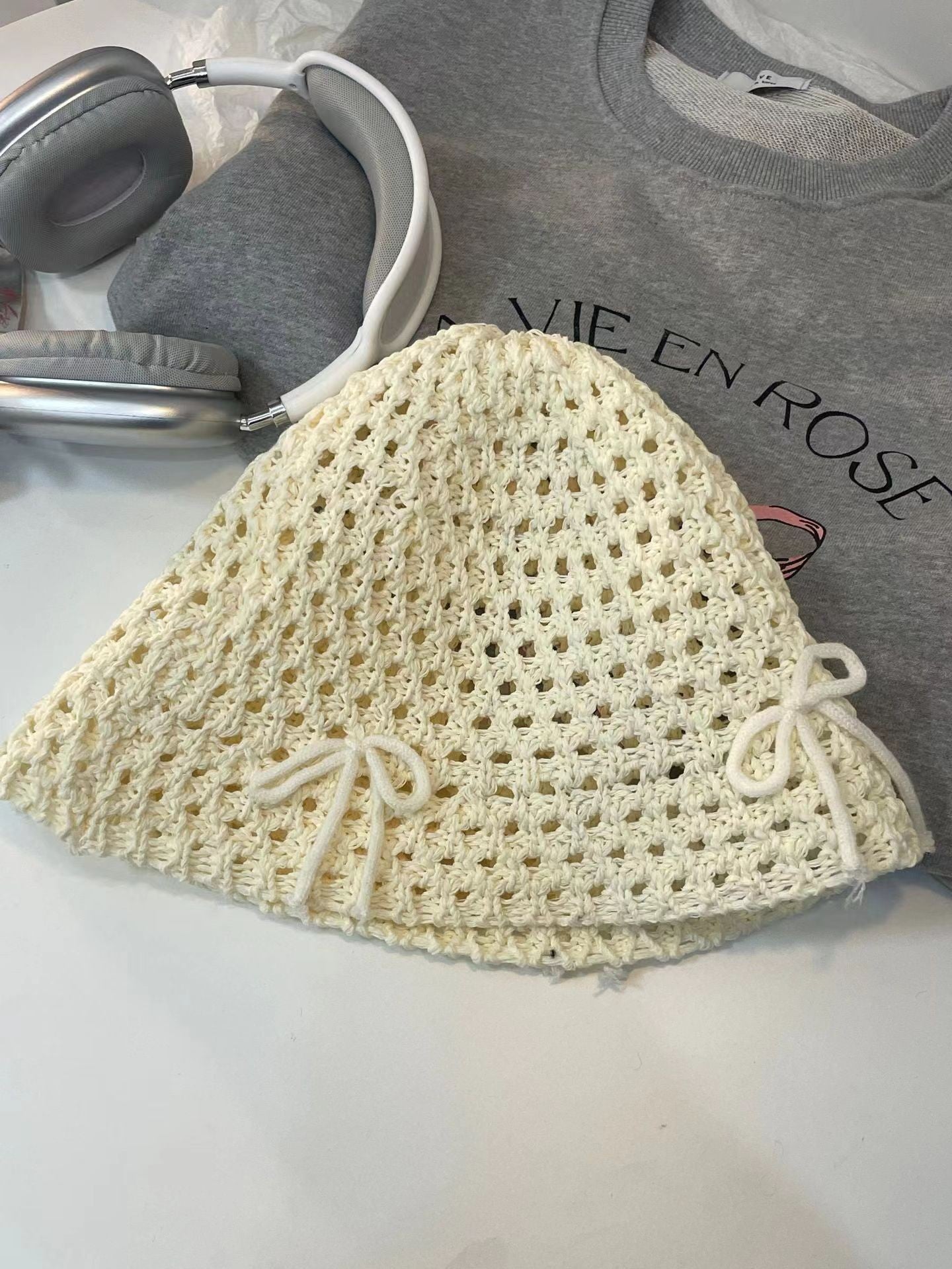 Summer Sun Hat Women's Woven Hollowed Travel Split Cap