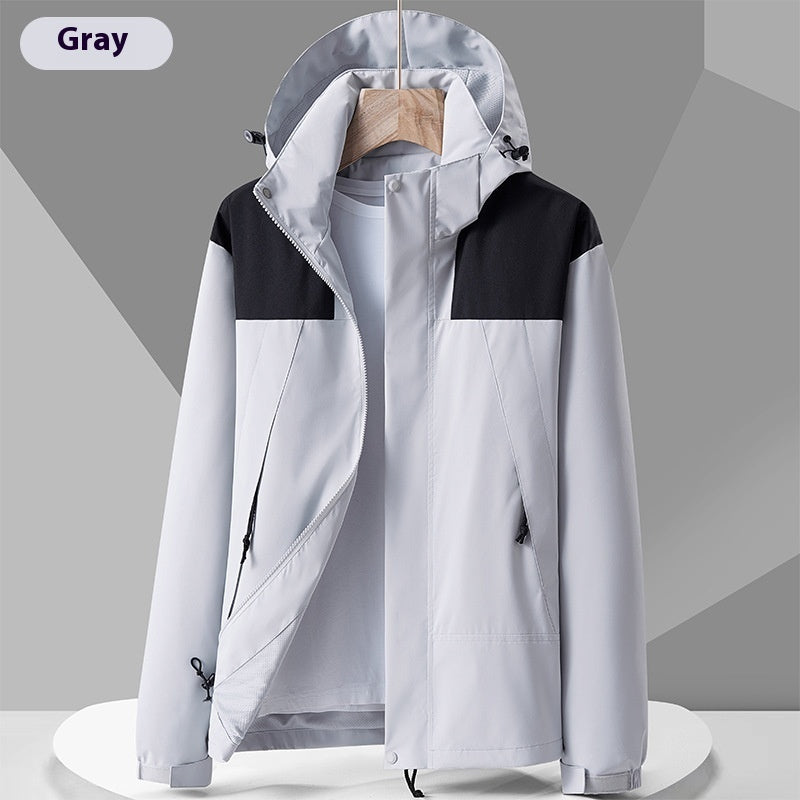 Hættetrøje Windbreaker Unisex Modstandsdygtig Jakke Med Lynlås Og Farveblokke Med Lommer Vandafvisende Overtøj Til Kvinder Mænd Tøj