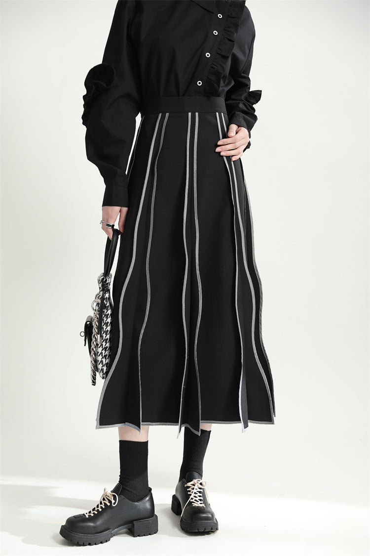 Irregular Flare Retro Drape Simple High Waist A- Line Skirt