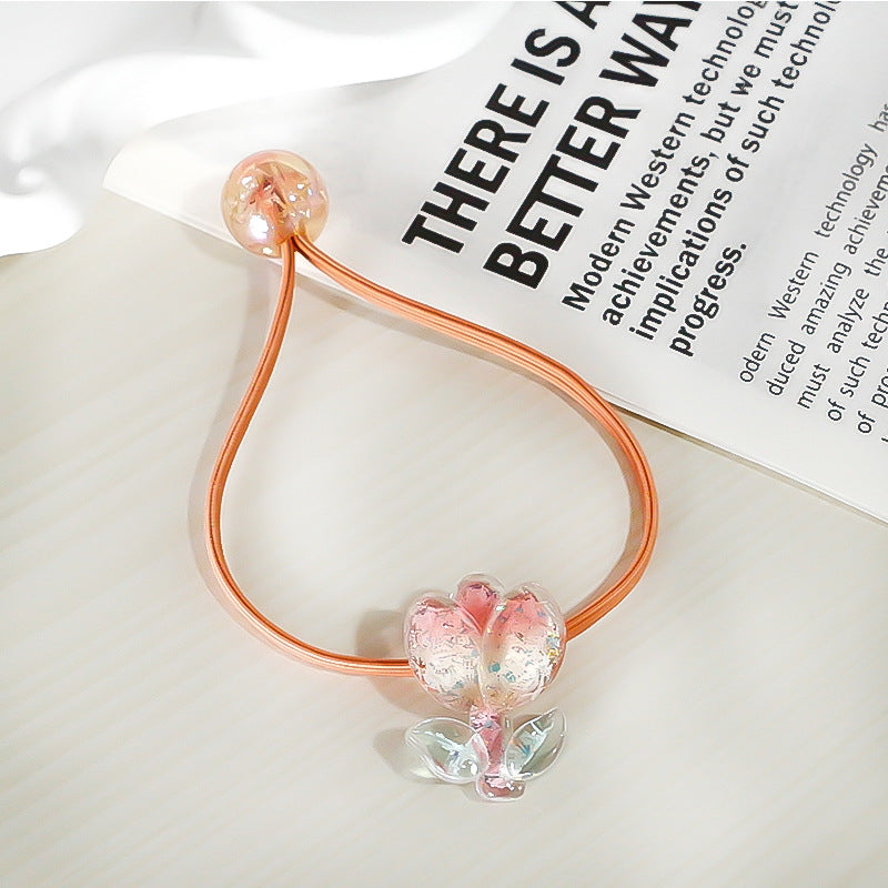 Tulip Rubber Band Hair Band Gradient Color High Elastic Headdress