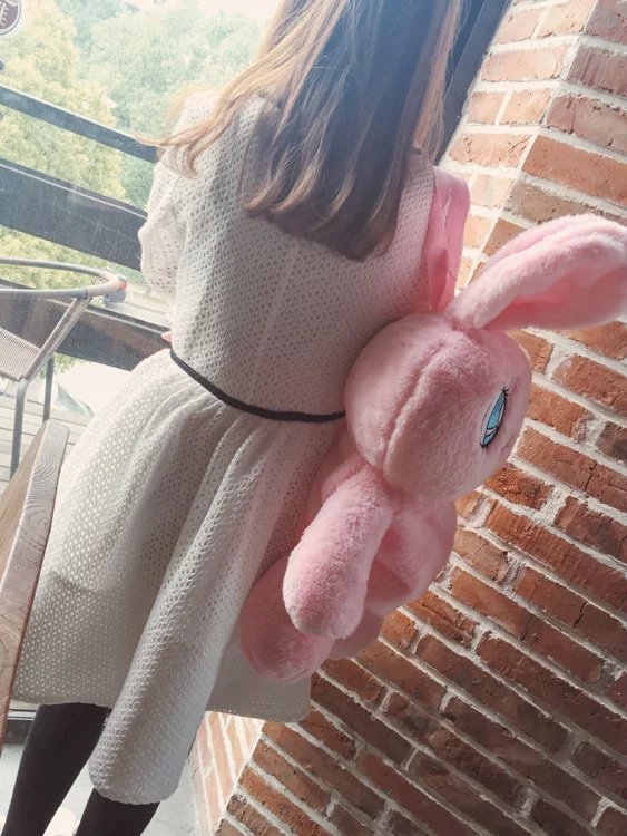 Rabbit Cute Furry Big Eyes Backpack Shoulder Travel Bag