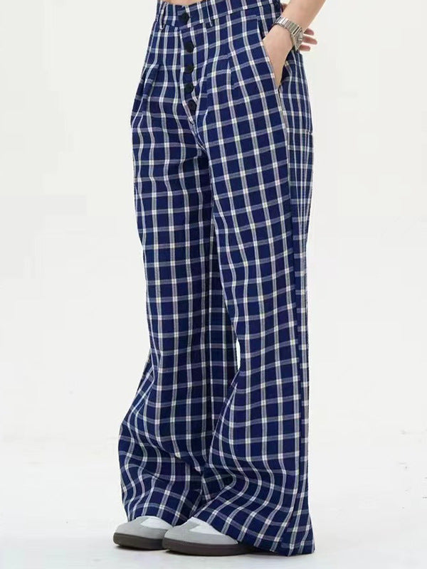 Women's Plaid Fashion Straight Loose Pants