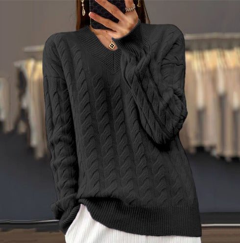Women's V-neck Sweater Pullover Sweater