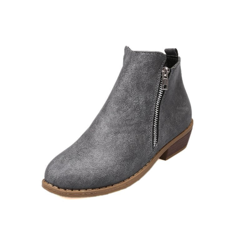 European And American Retro Polished Side Zipper Ankle Boots
