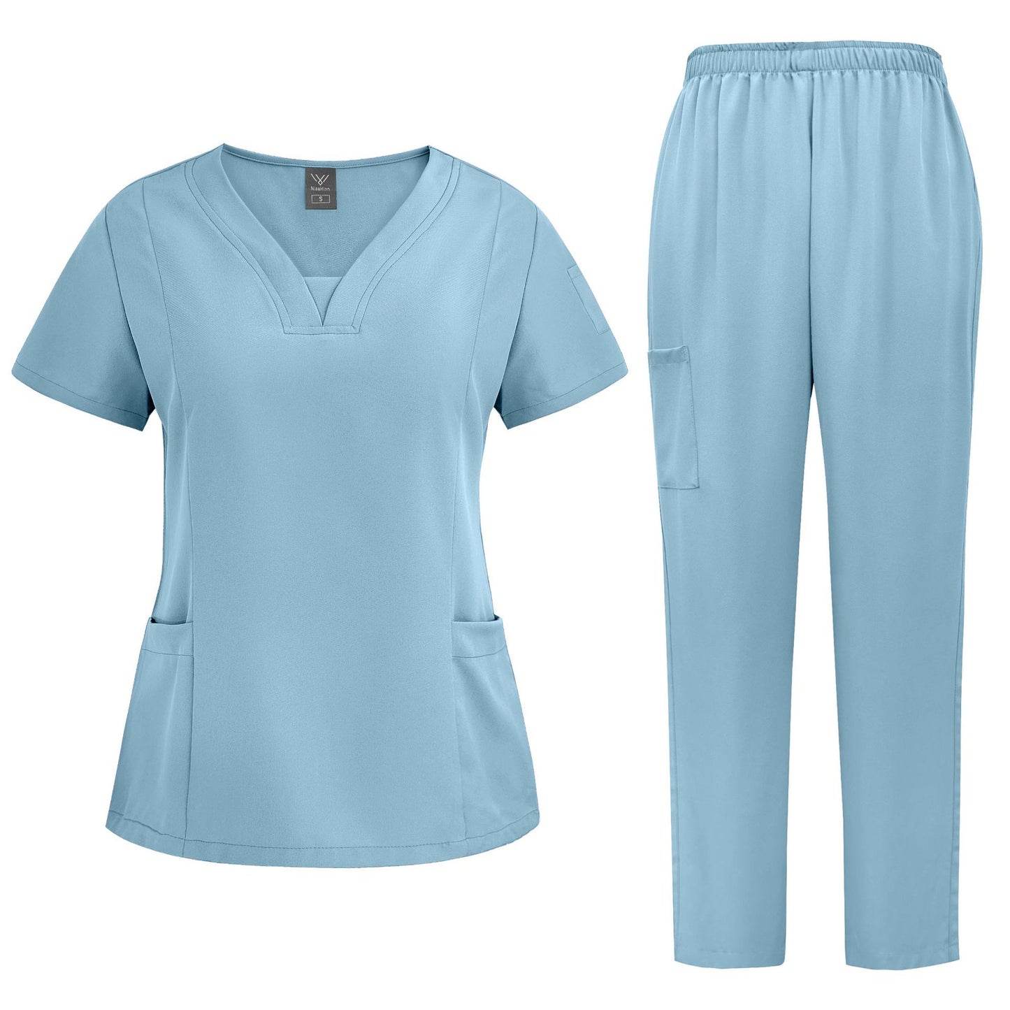 Women's Casual Loose Solid Color Nurse Workwear Set