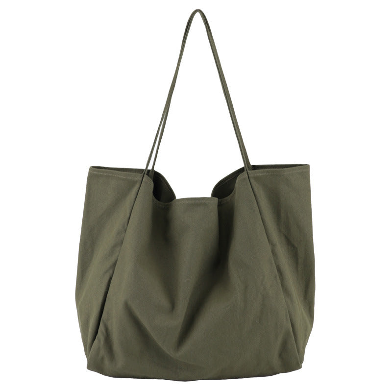 Mori Artistic Canvas Shoulder Bag Casual Retro Solid Color Tote