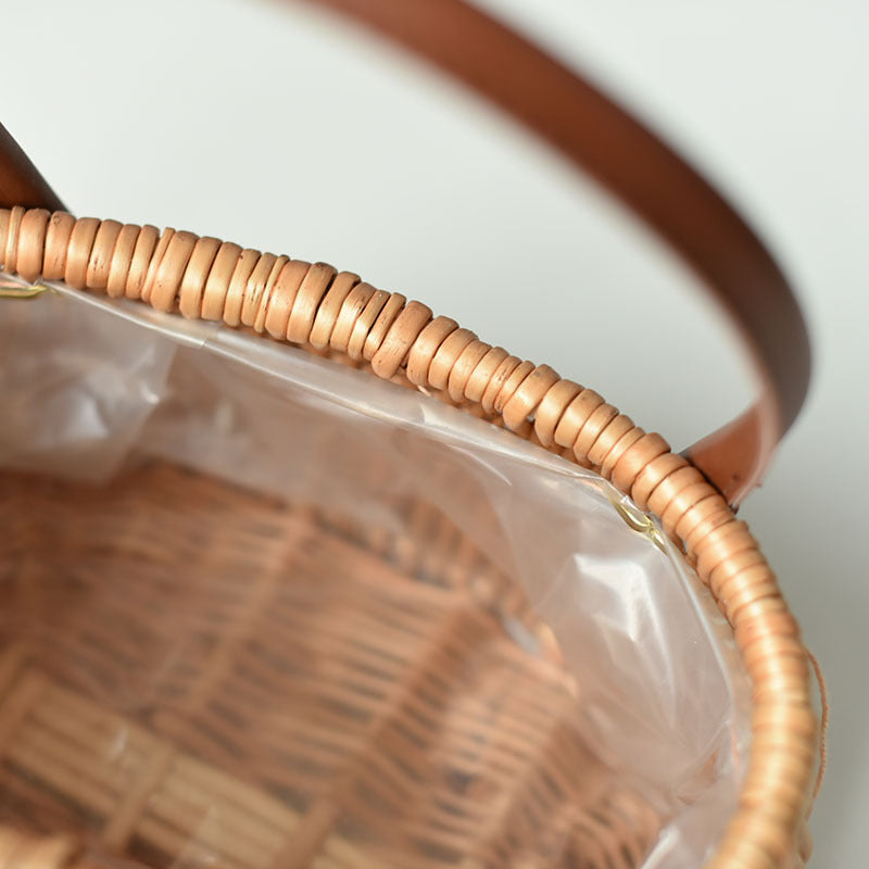 Handicraft Rattan Wicker Portable Flower Arrangement Basket