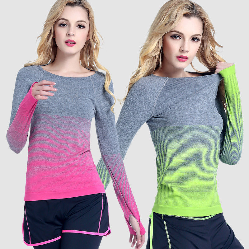 Sports Long Sleeve Women's Gradient Color Sports Top T-shirt Quick-drying