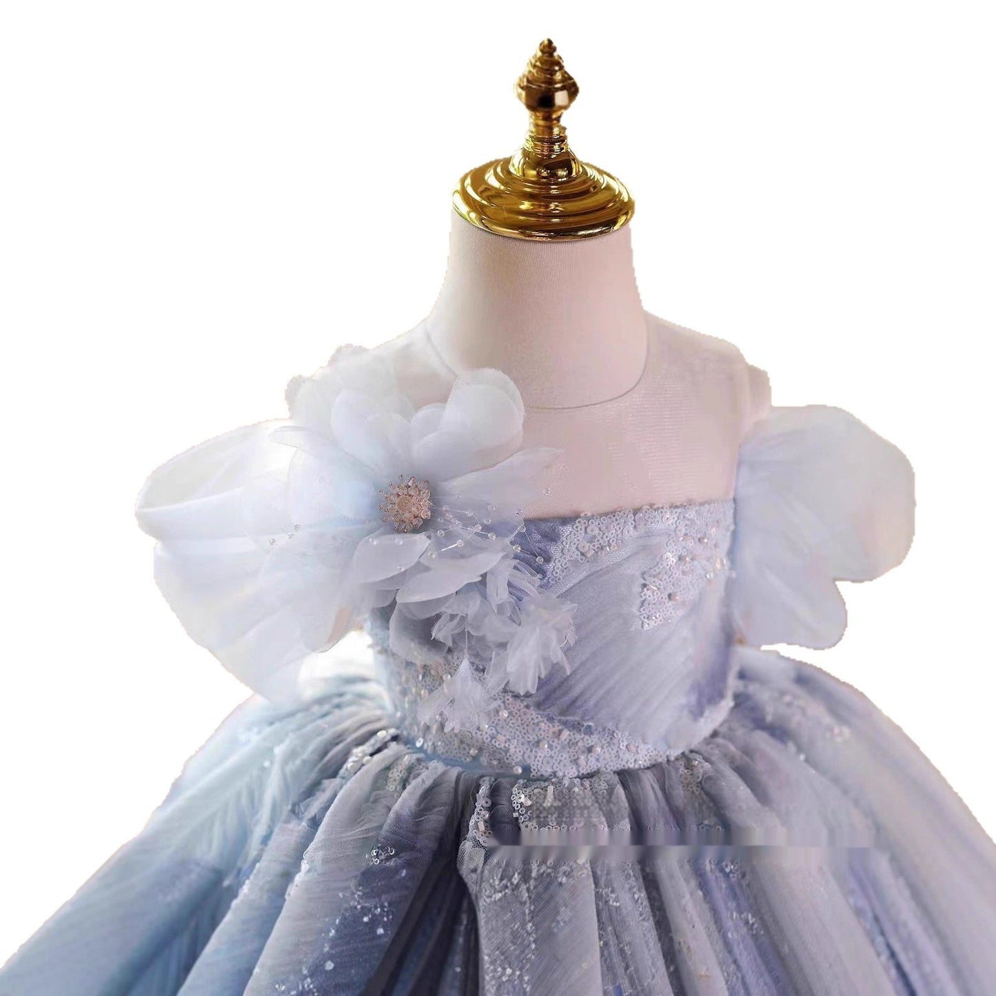 Childrens Sequined Off-shoulder Puff-style Fashion Princess Dress