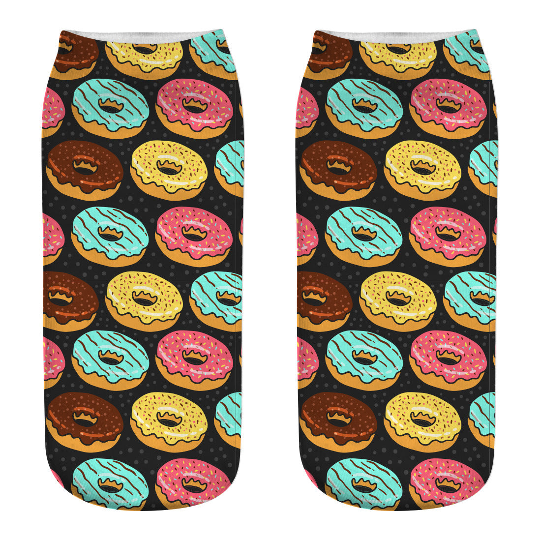 New 3D Digital Printing Harajuku Food Donut Socks Cartoon Three-dimensional Printing