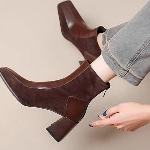 Chunky-heel Boots With A Side Zipper