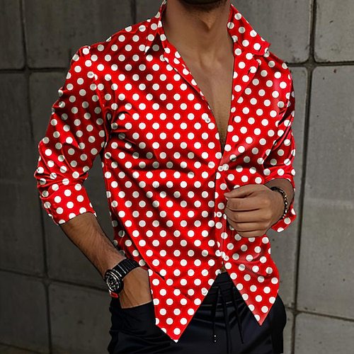 Polka-dot Loose-fitting Long Sleeve Printed Shirt