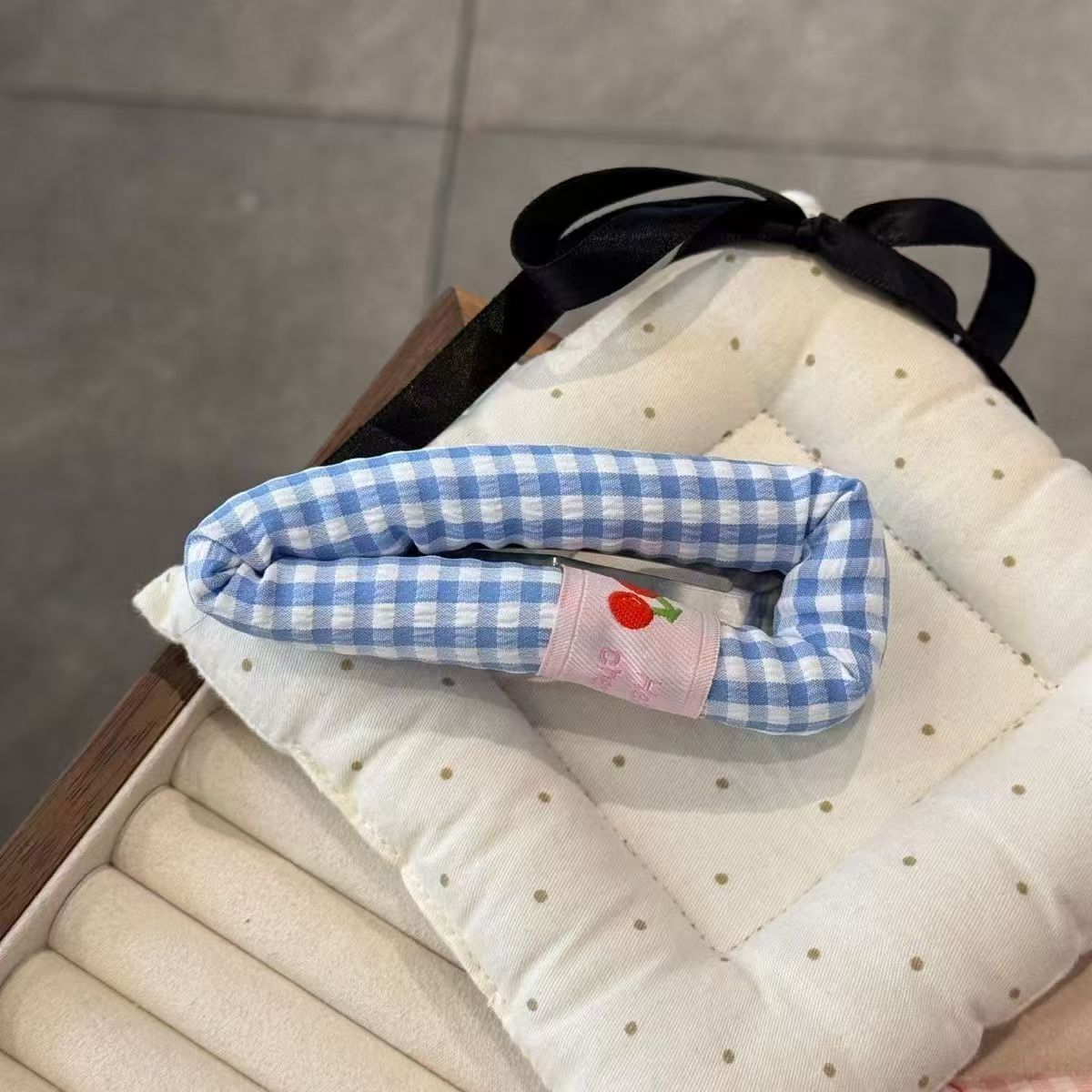 Cute Plaid Cherry Barrettes Girl Forehead Broken Hair