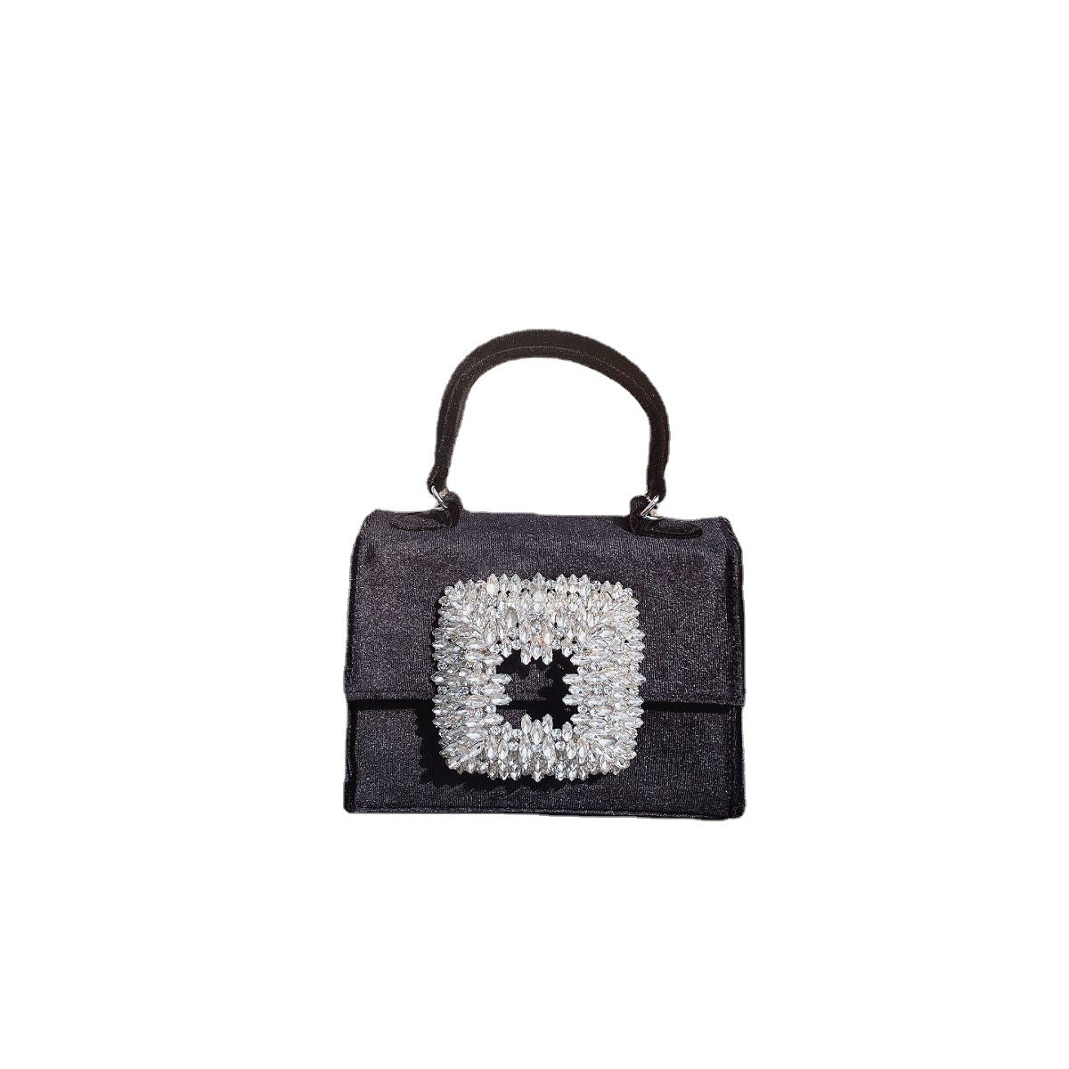 Flower Velvet Diamond Small Square Dinner Full Diamond Portable Messenger Bag