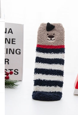 Christmas Stocking Triangle Boxed Coral Velvet Floor Socks Thickened