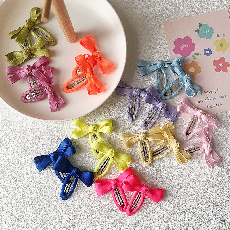 New Spring And Summer Candy Color Series Cotton Tape Bow Hair Accessories